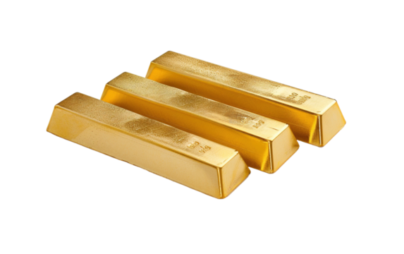 Collection of Gold Bars on transparent or white background