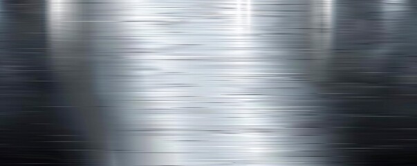 Light gray metal background, polished stainless steel texture, shiny surface with light reflections