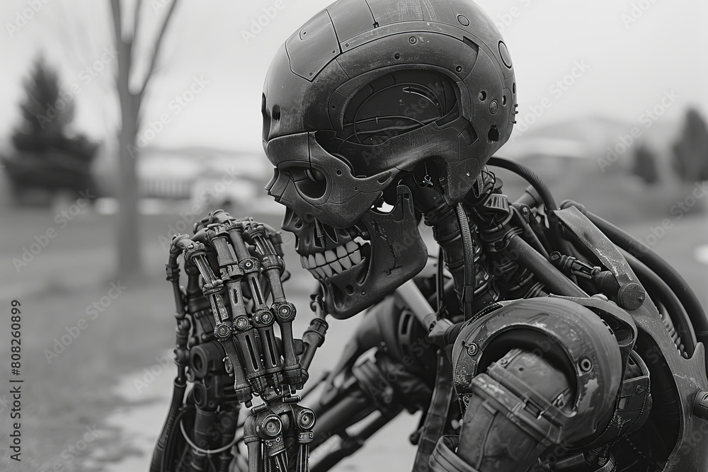 Poster a being with a flexible, metallic skeleton that can expand or contract to adapt to different pressur