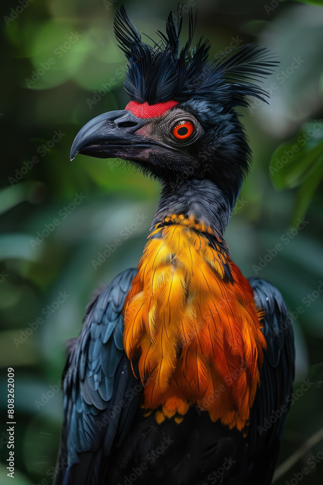 Poster a species with biofluorescent fur or feathers that change color based on the animal's health and moo