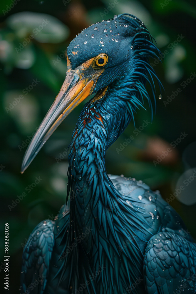 Poster a species with biofluorescent fur or feathers that change color based on the animal's health and moo