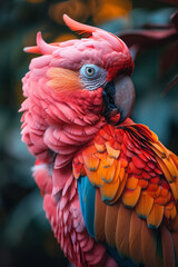 Fototapeta premium A species with biofluorescent fur or feathers that change color based on the animal's health and mood, aiding in social interactions and mating.