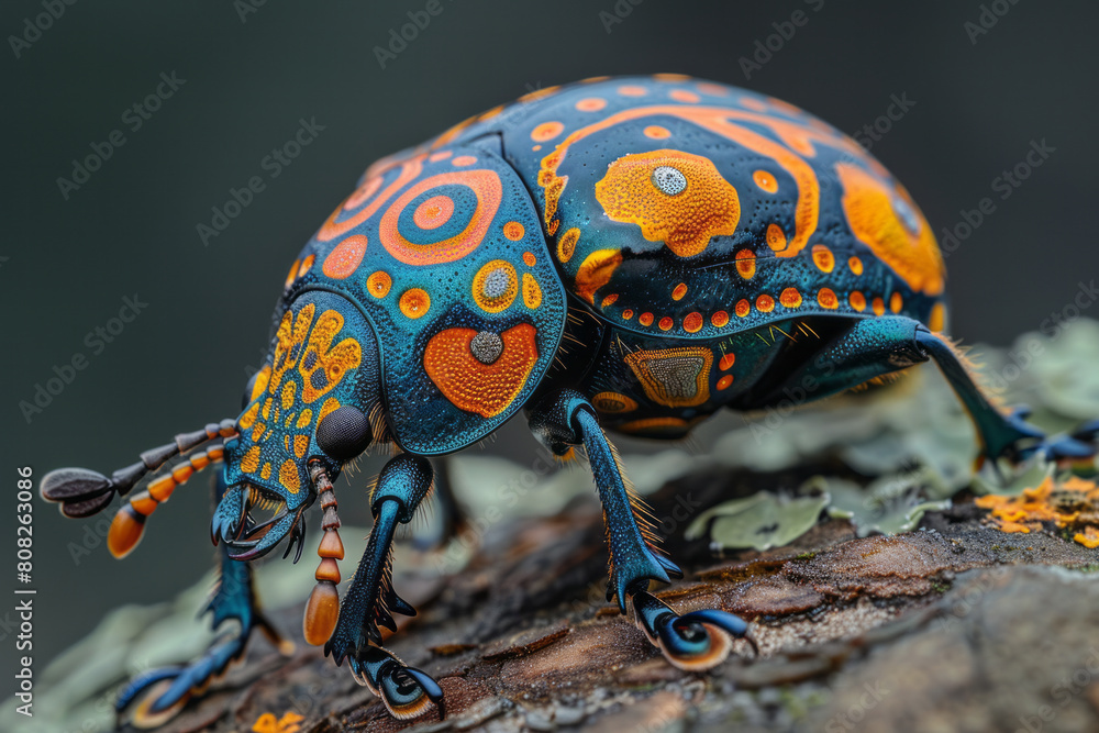 Aufkleber A beetle with a shell that reflects complex mandala patterns, each movement changing the reflected designs,
