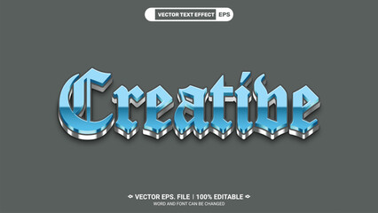 Creative silver luxurious style editable 3d vector text effect