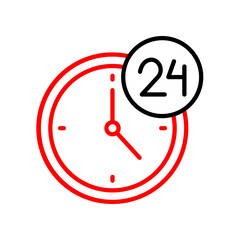 24 Hours Support  Vector Line Two Color Icon