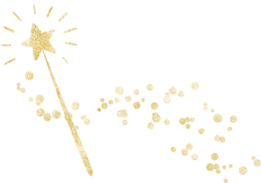  Golden magic wand with sparkling tail