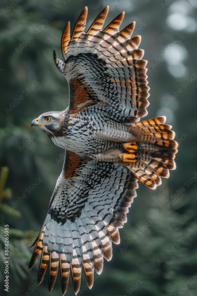Poster an aerial predator that mixes the sharp talons of a hawk with the fearsome jaws of a wolf, reigning 