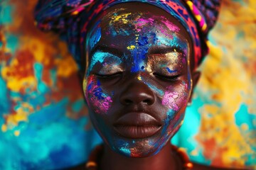 Energetic African woman disco. Smile girl. Generate Ai