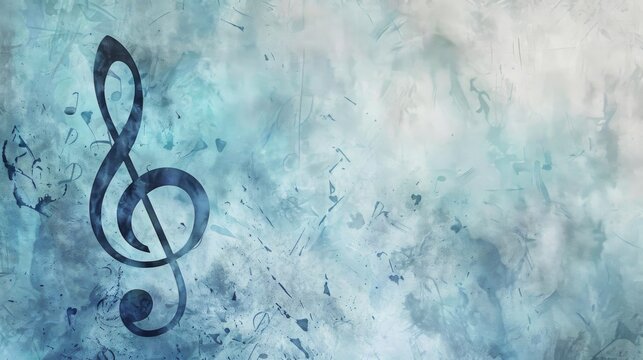 Grunge music background with treble clef and grunge texture
