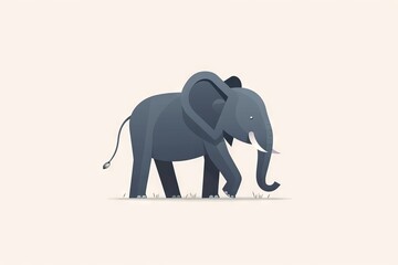 Obraz premium Digital illustration of Elephant isolated on light background. Majestic animal in its natural habitat. Concept of digital illustration, creativity, joyful design, cute animal, kids character.