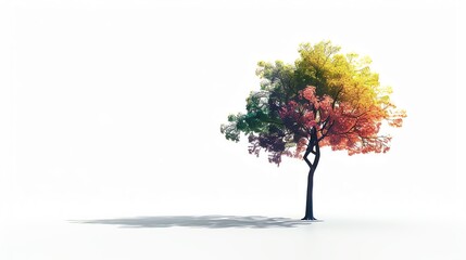 colorful tree  isolated on solid white background