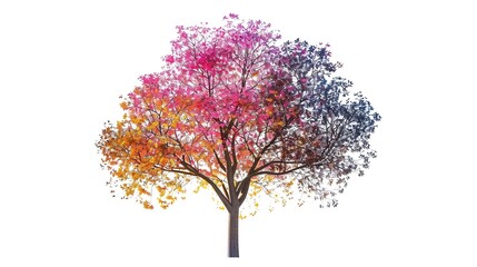 Fototapeta premium Colorful tree isolated on solid white background