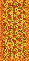 Islamic mughal art pattern, seamless mughal flower pattern, Illustration of a door in Arabic floral style, Elegant vintage geometric prayer rug