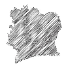 Côte d'Ivoire thread map line vector illustration