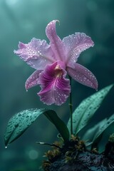 purple flower deep droplets sitting rock best light space overgrown orchids sephiroth silent echo tulip
