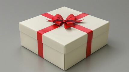 Fototapeta premium Red ribbon gift box with bow, isolated on white background for special occasions