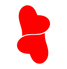 Two red heart isolated on white