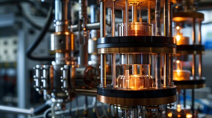 Marvel at the elegance of a quantum computing lab, where qubits dance with quantum entanglement, unlocking the computational power to solve problems once thought impossible.
