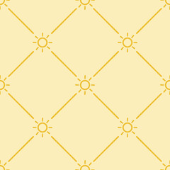 seamless pattern with sun and lattice for summer on gold background 