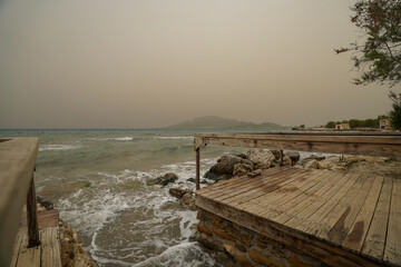 Krioneri beach in Zakynthos  on a cloudy day