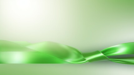 Naklejka premium Abstract green ribbon on a light background. The texture. A place for the text.