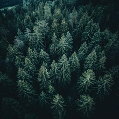natural view of pine trees seen from above