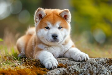 Intelligent Akita inu puppy. Canine mammal. Generate Ai