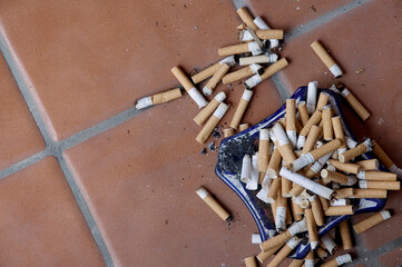 Large amount of Cigarettes in ash tray