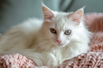 Mysterious Albino female cat. Young girl. Generate Ai