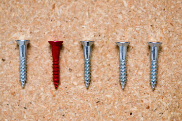 Singled out red screw
