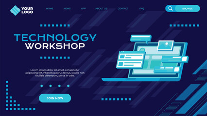 Flat design minimal technology landing page