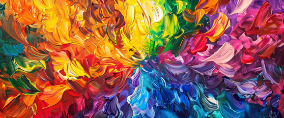 A kaleidoscope of hues burst forth, painting the canvas with a riot of colors, each shade vying for attention in a vibrant explosion of energy.