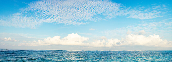 banner of calm blue sea and sky