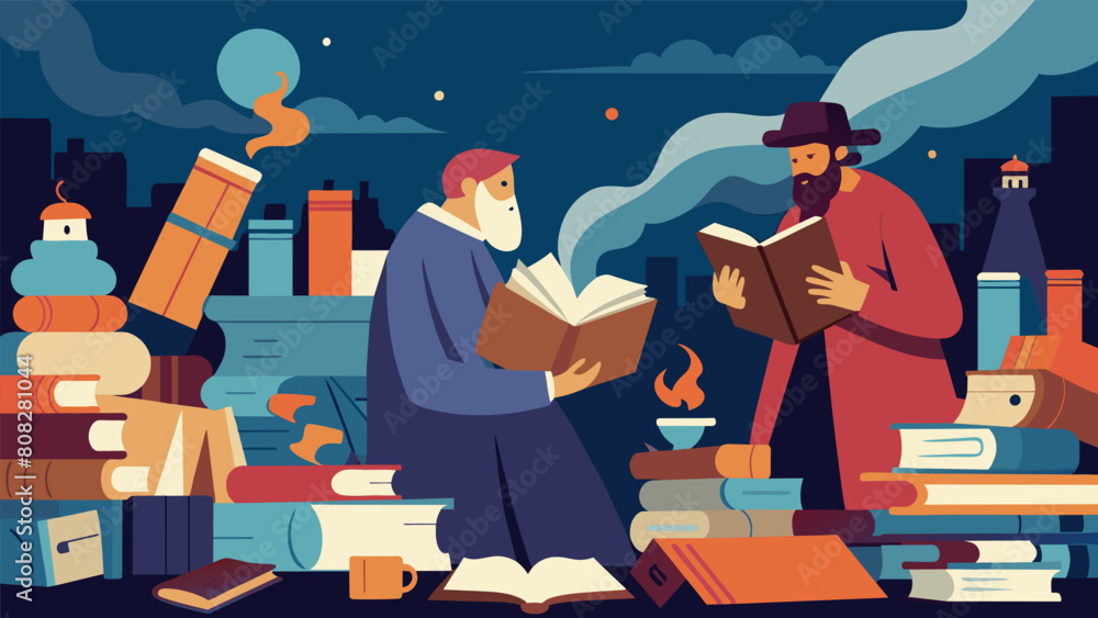 Poster the smell of old books and dusty relics filling the air as collectors browse through stacks of rare 
