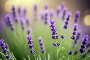 Obraz premium lavender flowers in the garden, herbal aromatherapy bokeh background 