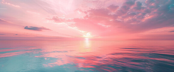 A symphony of coral pink and ocean blue blending softly, like a tranquil sunset painting the sky with gentle hues.