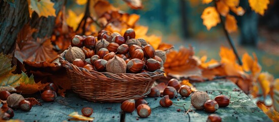 chestnut with leaf in autumn