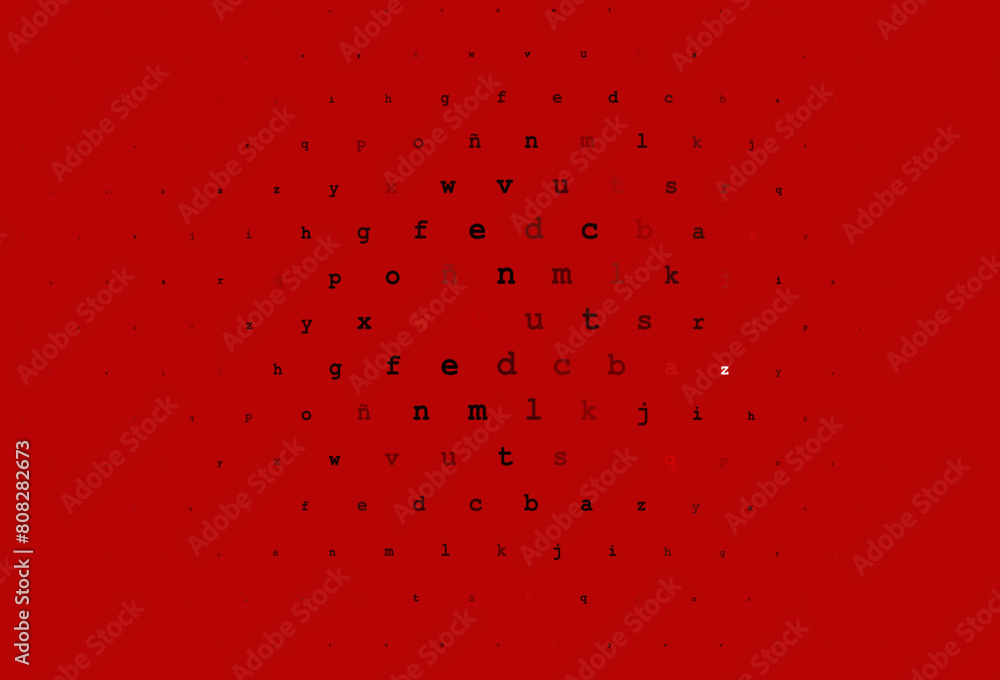 Poster dark red vector pattern with abc symbols.