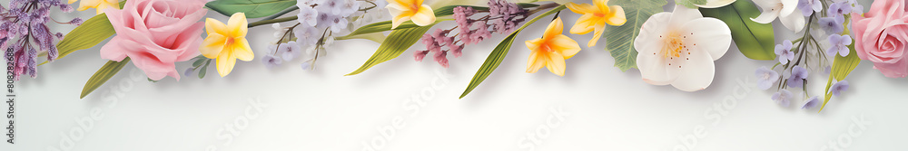 Canvas Prints spring composition banner on light background with spring flowers