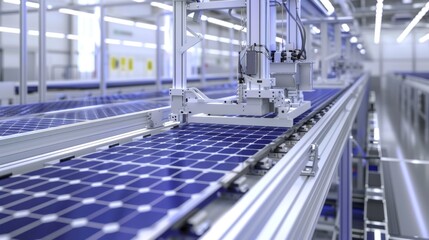 Fototapeta premium Solar Panel Assembly Line with Smart Sensor Integration