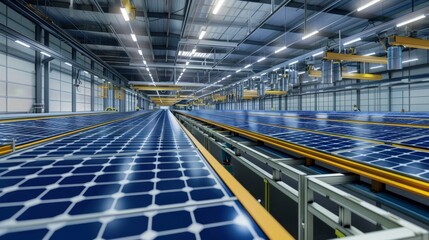 Fototapeta premium Solar Panel Assembly Line with Smart Sensor Integration