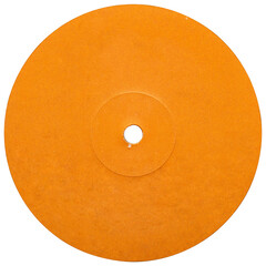 vinyl vintage orange label, realistic photography isolated png on transparent background for graphic design