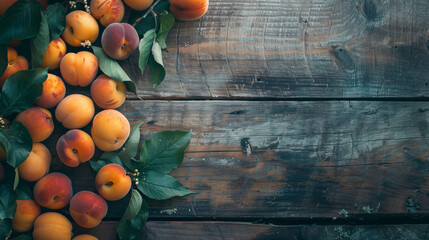 Sun Kissed  Apricots Freshly Picked Lying on a Rustic Table