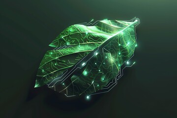 A digital illustration of a leaf, rendered in a realistic style - obrazy, fototapety, plakaty