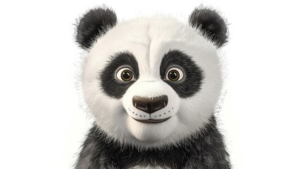   A photo of a pandora panda bear with a white and black facial expression, showcasing its black...