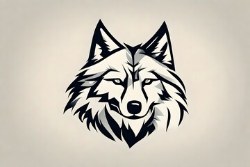 A high-resolution image featuring a clean and minimalistic wolf logo, designed to symbolize power...