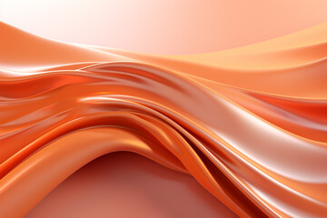 Orange Abstract Background: Soft Folds of Dark Orange Silk Fabric
