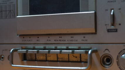 photography of cassette audio recorder, 80s 90s audio recorder