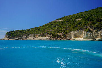 Obraz premium Marathonisi island and Keri caves in Zakynthos island