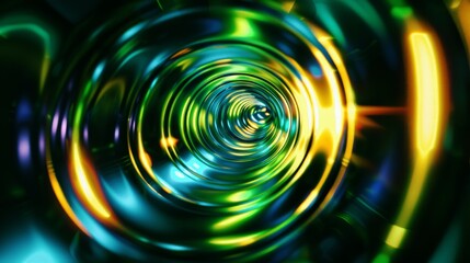 spiral tunnel abstract background green and blue circles glowing effect 3d illustration dark background